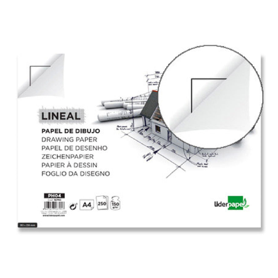 LIDERPAPEL - Papel Dibujo Liderpapel 210x297mm 150g/M2 Con Cajetin