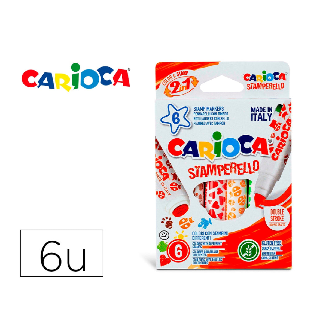 CARIOCA - Rotulador Carioca Stamperello Caja 6 Unidades Colores Surtidos