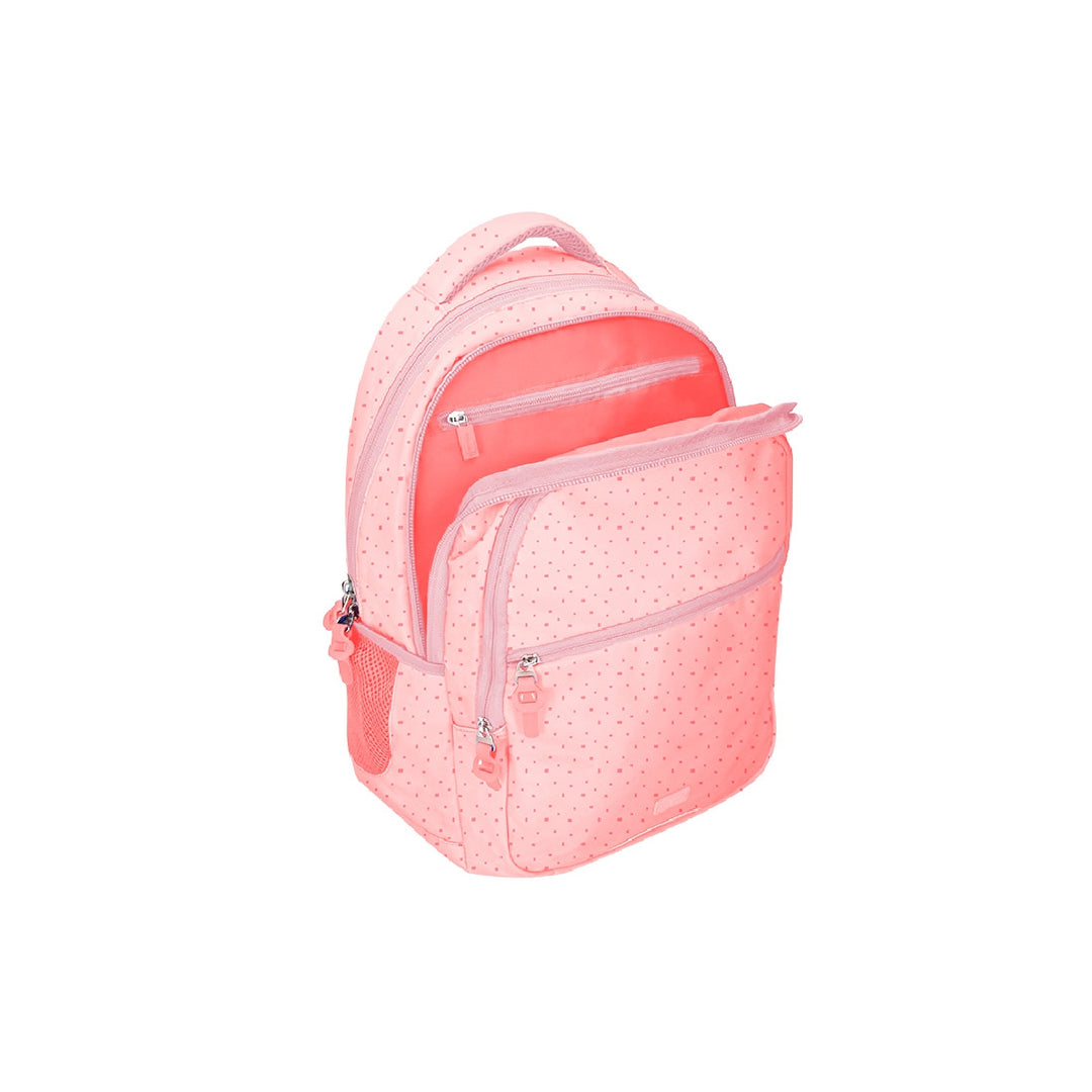 LIDERPAPEL - Cartera Escolar Liderpapel Moc Hila Multibolsillo Diseno Rosa 450x145x300 mm