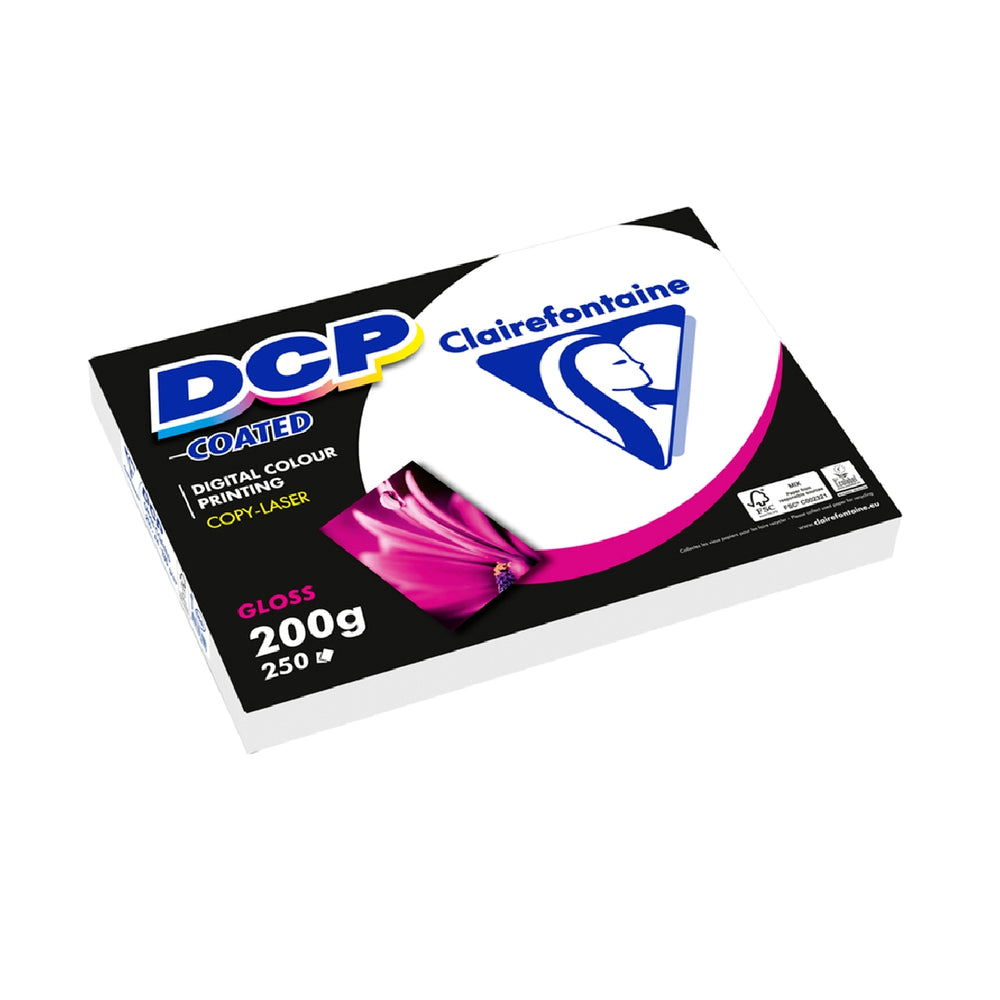 CLAIREFONTAINE - Papel Fotocopiadora Color Dcp Coated Glossy Din A4 200 Gramos Paquete 250 Hojas