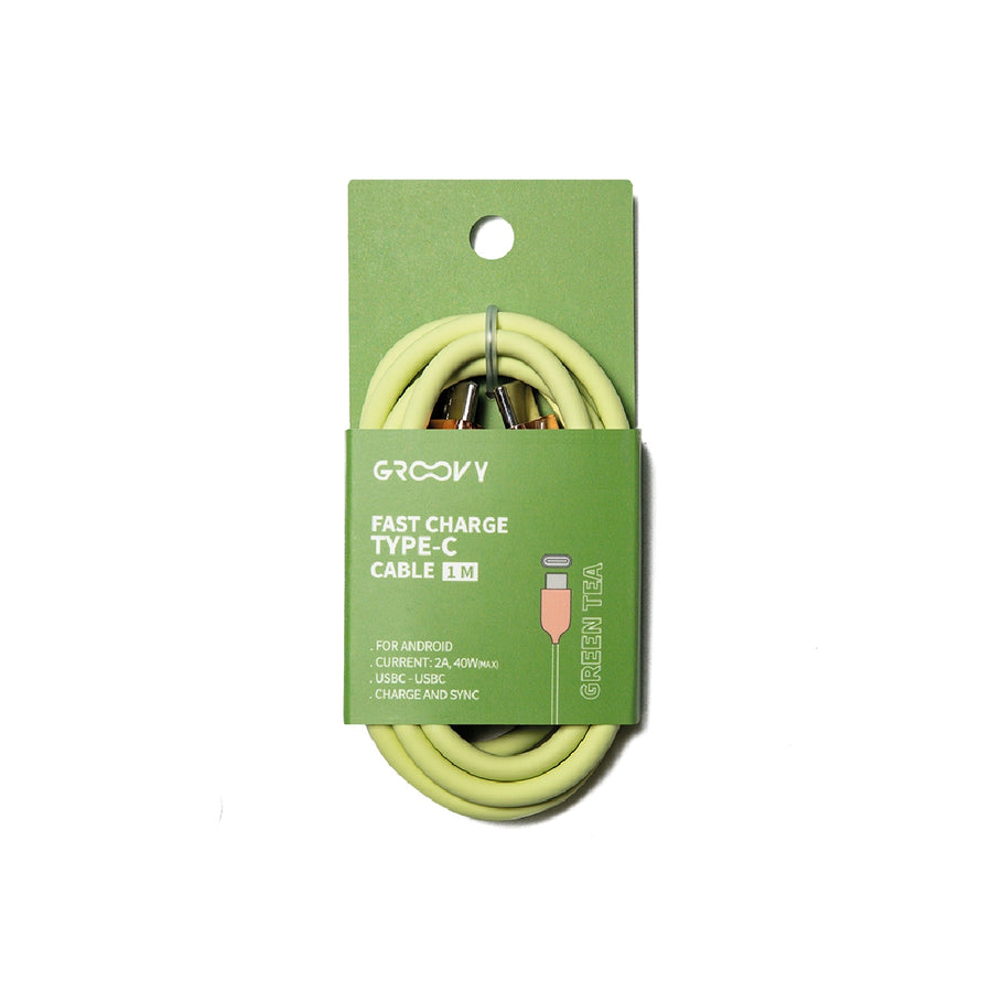GROOVY - Cable Groovy Usb 2.0 a Usb C Apple Lightning Longitud 1 mt Silicona Color Verde TE