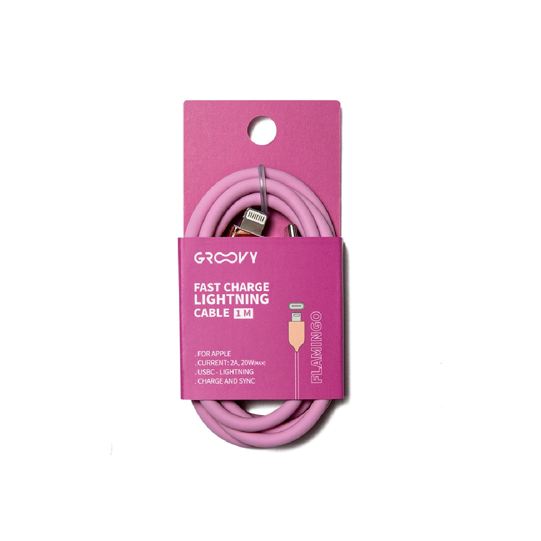 GROOVY - Cable Groovy Usb 2.0 Tipo C a Tipo C Longitud 1 mt Silicona Color Rosa Flamenco