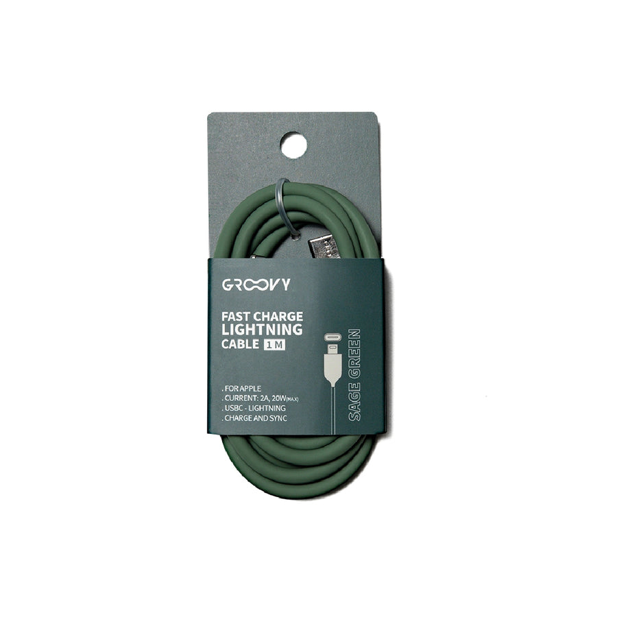 GROOVY - Cable Groovy Usb 2.0 Tipo C a Tipo C Longitud 1 mt Silicona Color Verde Salvia