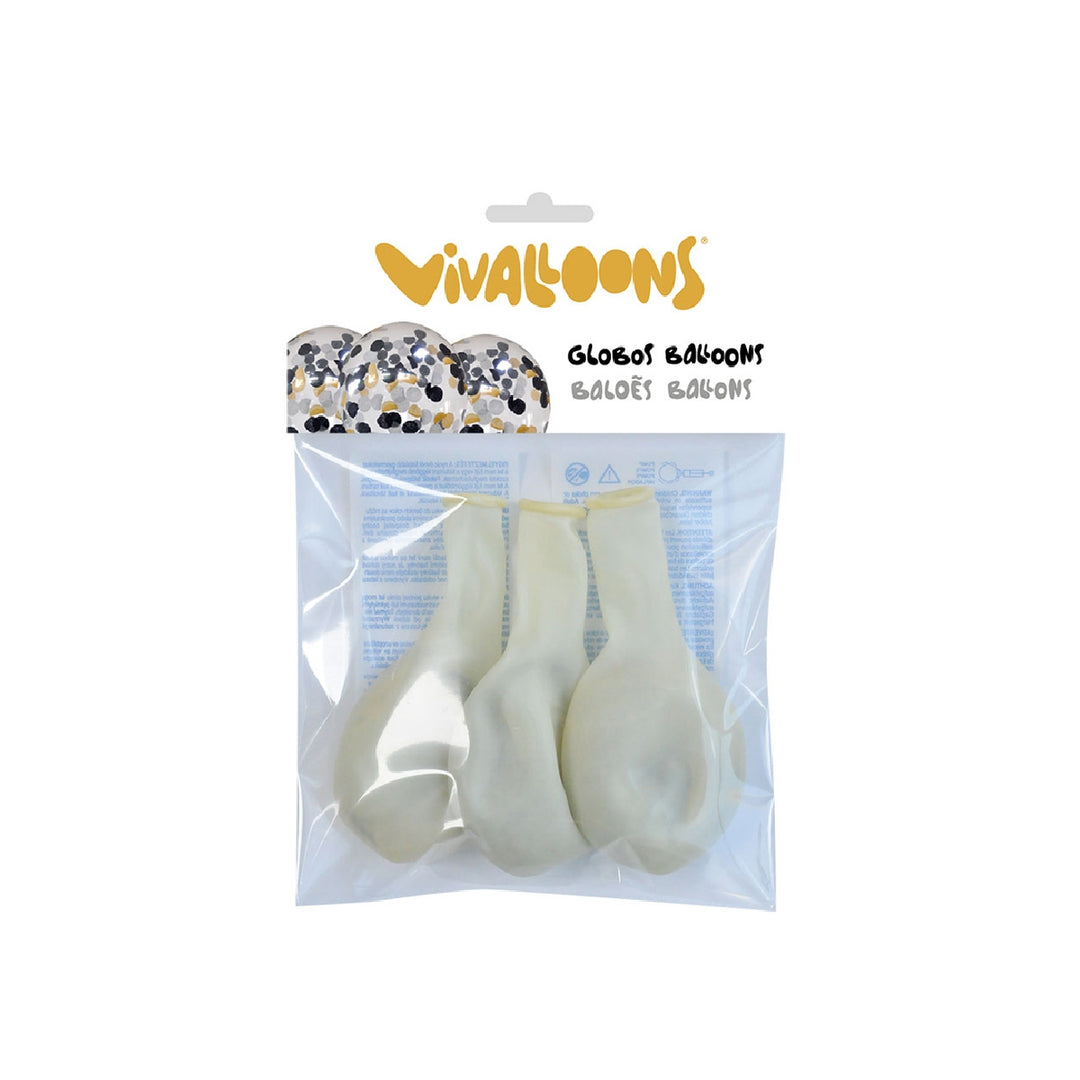 VIVALLOONS - Globo 100% Latex Biodegradable Cristal Confetti Metalizado Bolsa Con Solapa de 3 Unidades