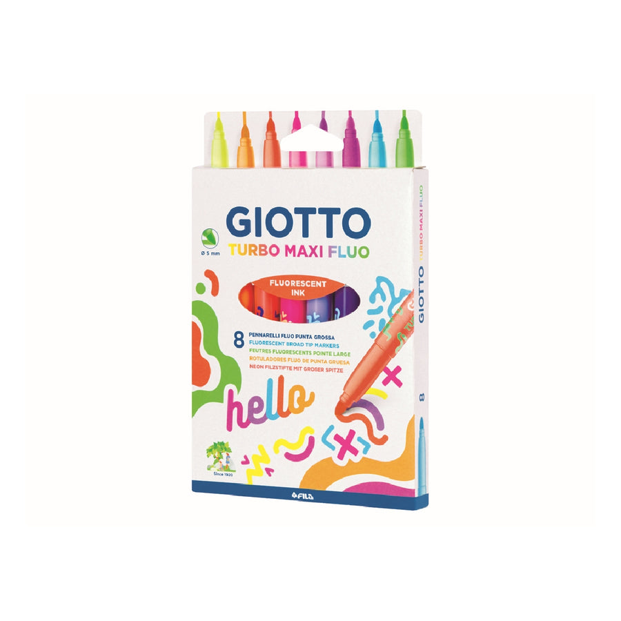 GIOTTO - Rotulador Giotto Turbo Maxi Fluo Caja de 8 Unidades Colores Surtidos