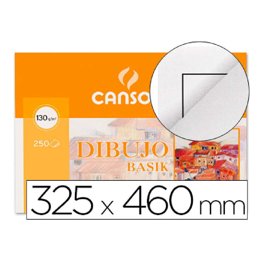 CANSON - Papel Dibujo Basik 32.5x46 cm 130 GR Con Recuadro