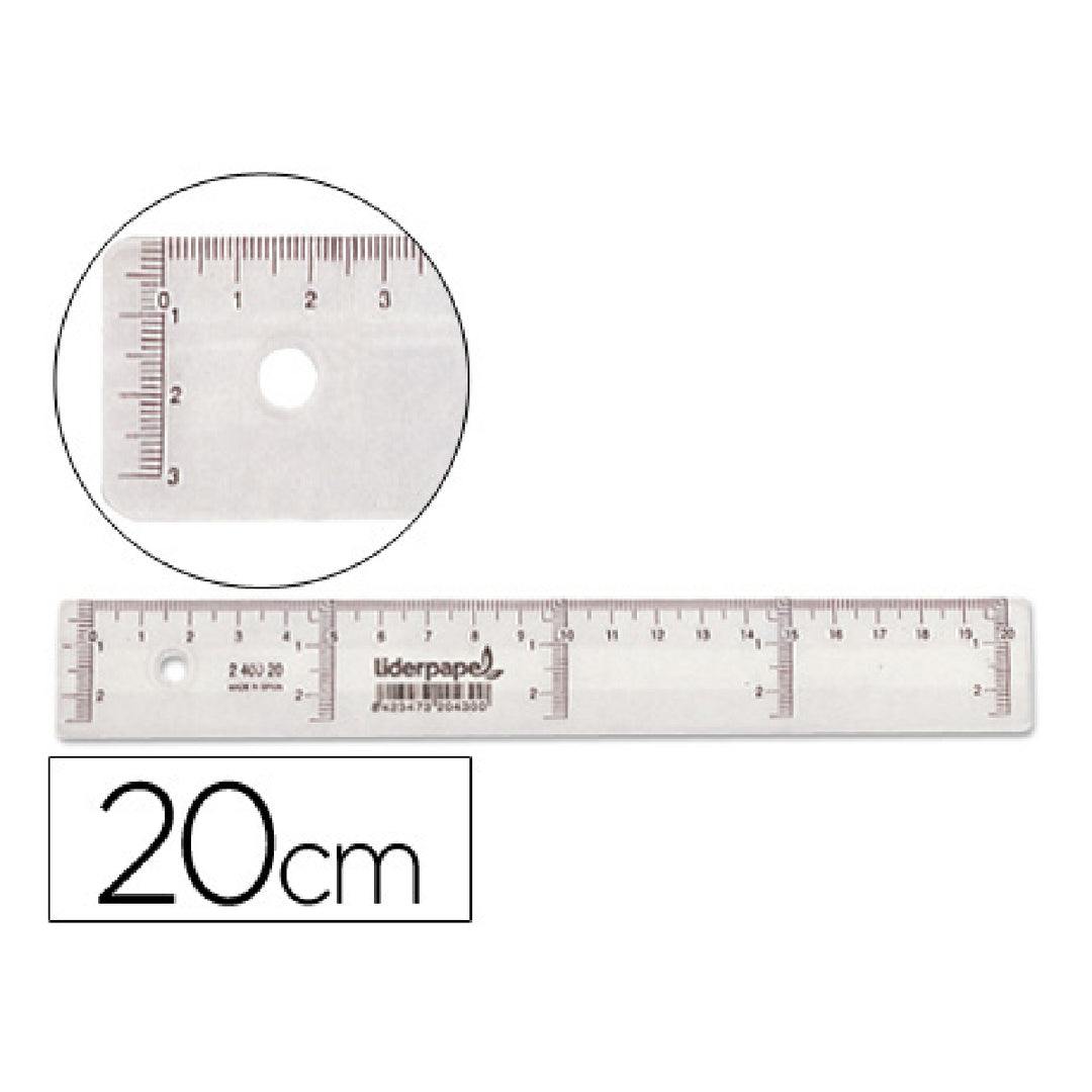 LIDERPAPEL - Regla Liderpapel Plastico Cristal 20 cm