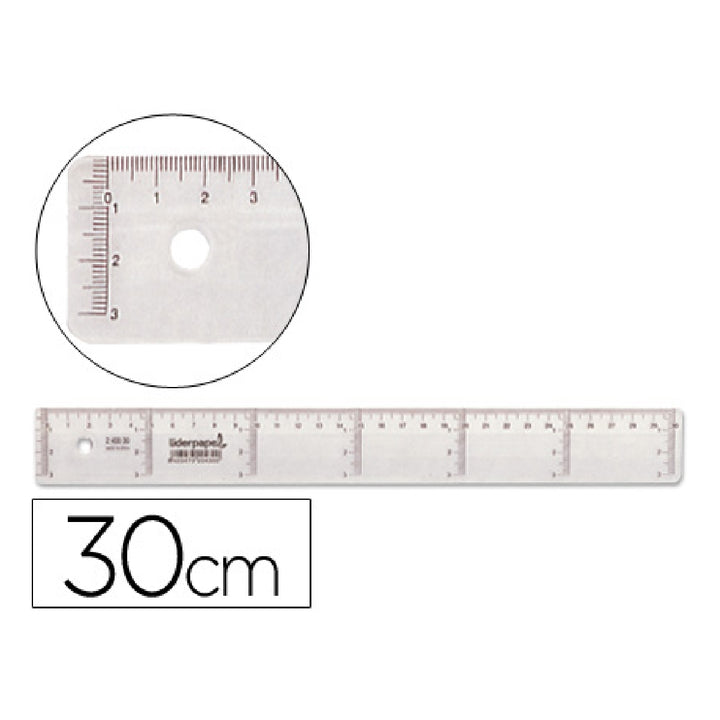 LIDERPAPEL - Regla Liderpapel Plastico Cristal 30 cm