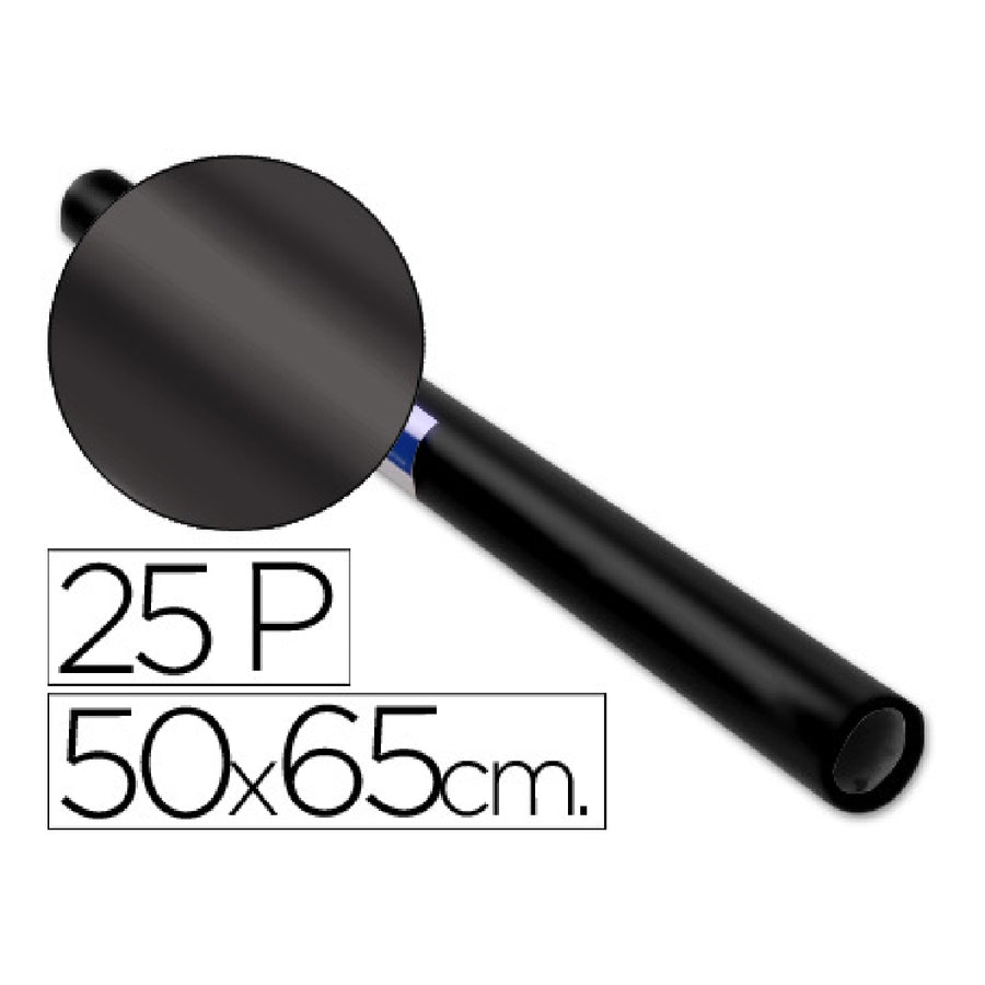 SADIPAL - Papel Charol Negro Rollo 25 Hojas de 50x65 cm