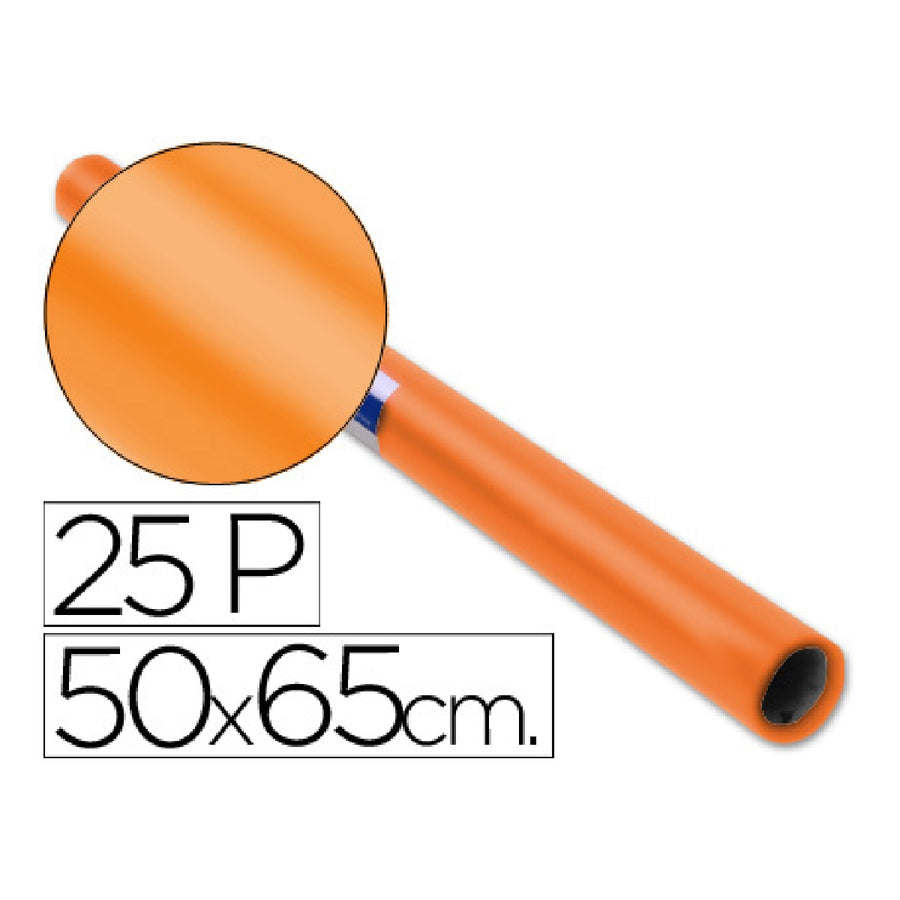 SADIPAL - Papel Charol Naranja Rollo 25 Hojas de 50x65 cm