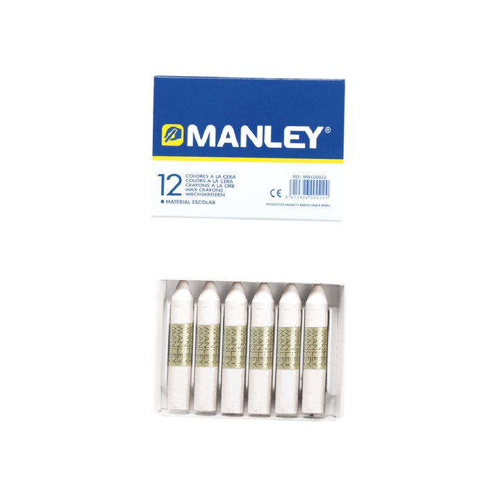 MANLEY - Lapices Cera Manley Unicolor Blanco N.1 Caja de 12 Unidades