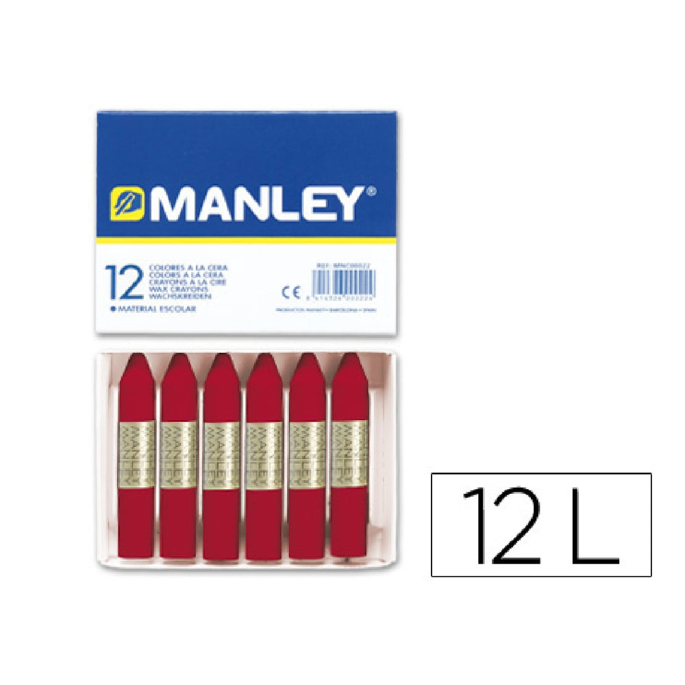 REDONDO - Lapices Cera Manley Unicolor Carmin N.10 Caja de 12 Unidades