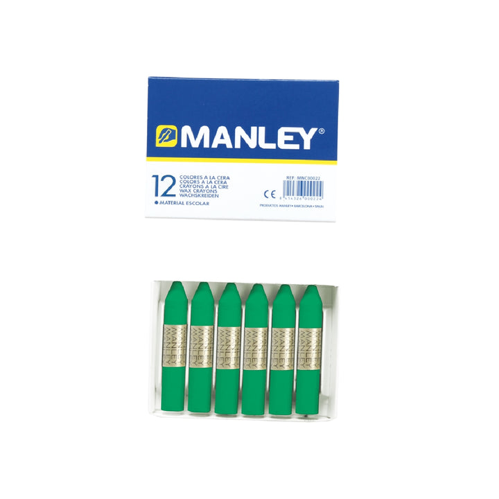 REDONDO - Lapices Cera Manley Unicolor Verde Natural N.21 Caja de 12 Unidades