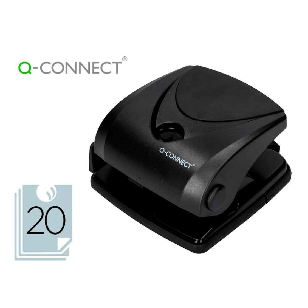 Q-CONNECT - Taladrador q-connect kf01234 negro abertura 2 mm capacidad 20 hojas. 