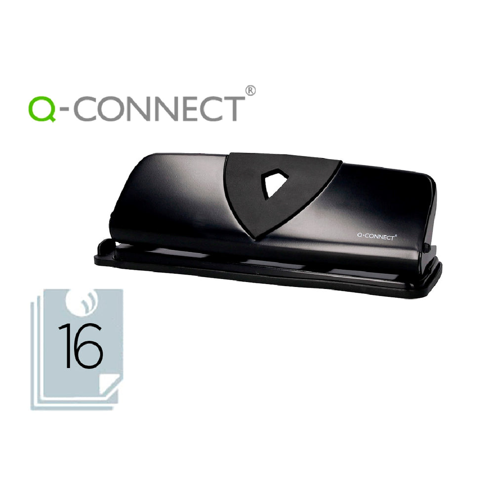Q-CONNECT - Taladrador Q-Connect Kf01238 Negro 4 Taladros Abertura 1.6 mm Capacidad 16 Hojas