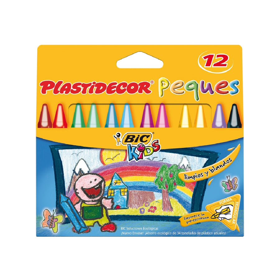 PLASTIDECOR - Lapices Cera Plastidecor Peques Caja de 12 Colores Surtidos