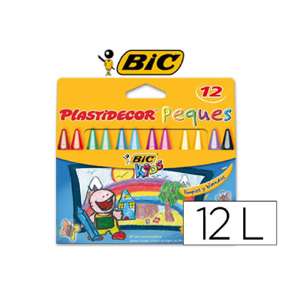 PLASTIDECOR - Lapices Cera Plastidecor Peques Caja de 12 Colores Surtidos