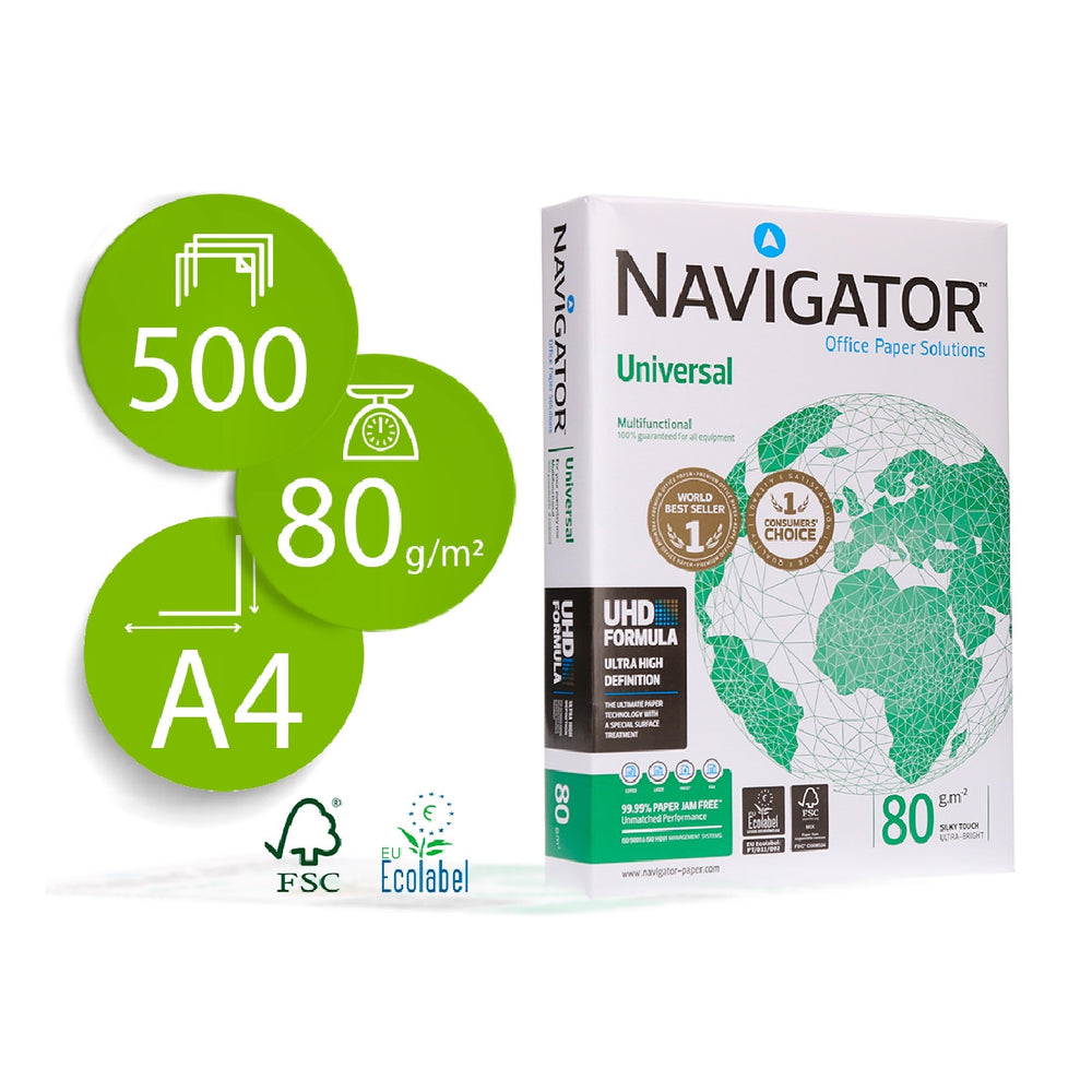 NAVIGATOR - Papel Fotocopiadora Navigator Din A4 80 Gramos Paquete de 500 Hojas