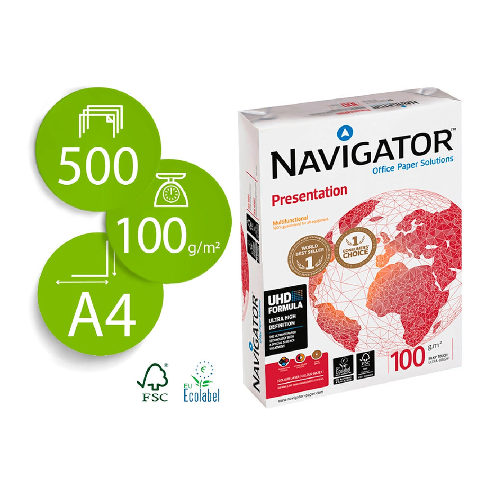 NAVIGATOR - Papel Fotocopiadora Navigator Din A4 100 Gramos Papel Multiuso Ink-Jet y Laser-Paquete de 500 Hojas