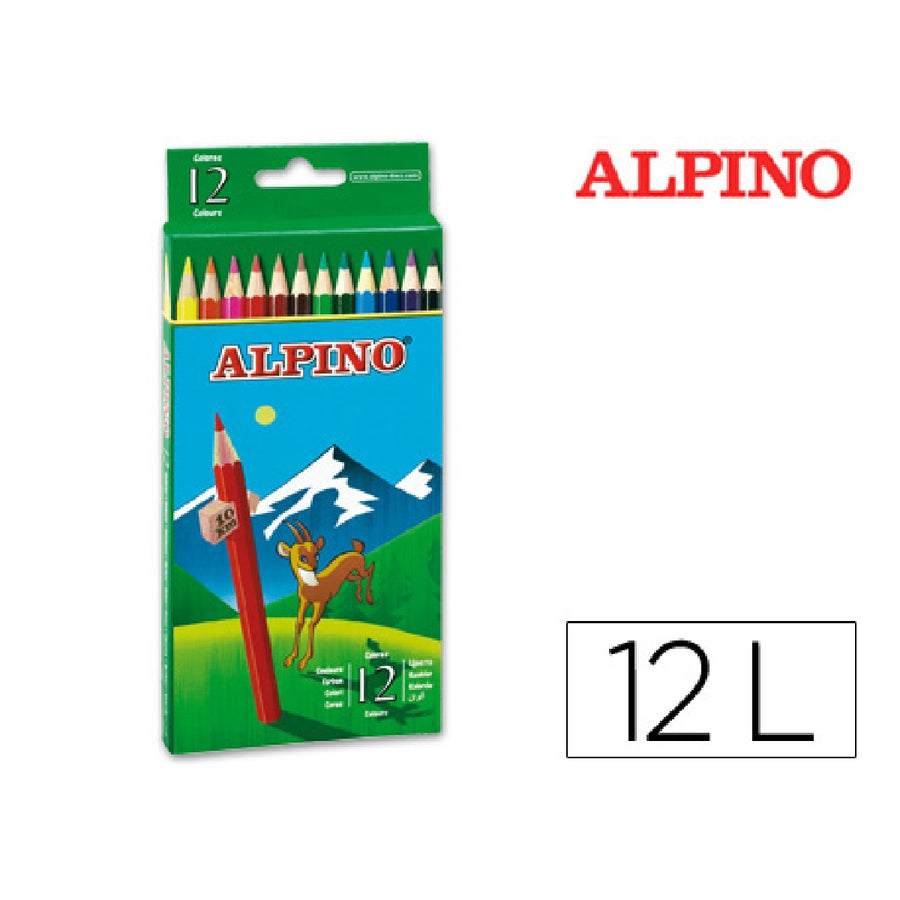 MADERA - Lapices de Colores Alpino 654 Caja de 12 Colores Largos