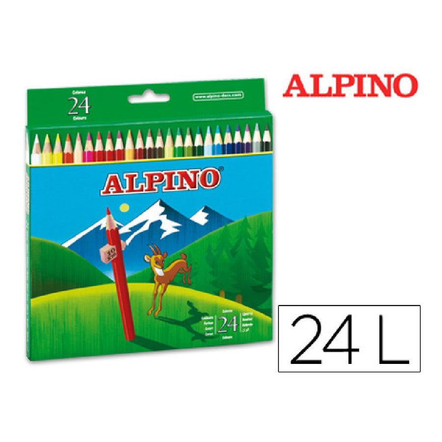 MADERA - Lapices de Colores Alpino 658 Caja de 24 Colores Largos