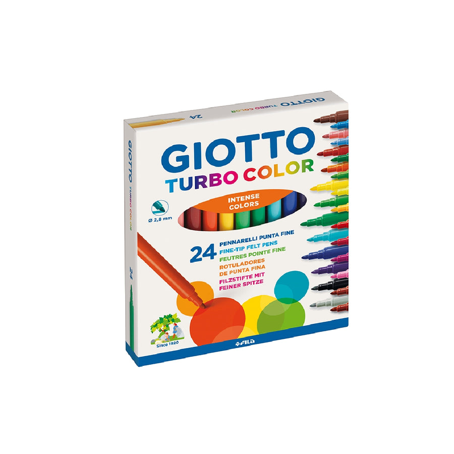 GIOTTO - Rotulador Giotto Turbo Color Caja de 24 Colores Lavables Con Punta Bloqueada