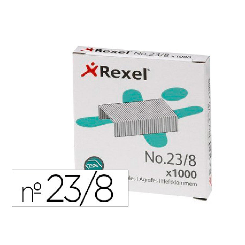 REXEL - Grapas Rexel 23/8 Acero Caja de 1000 Unidades