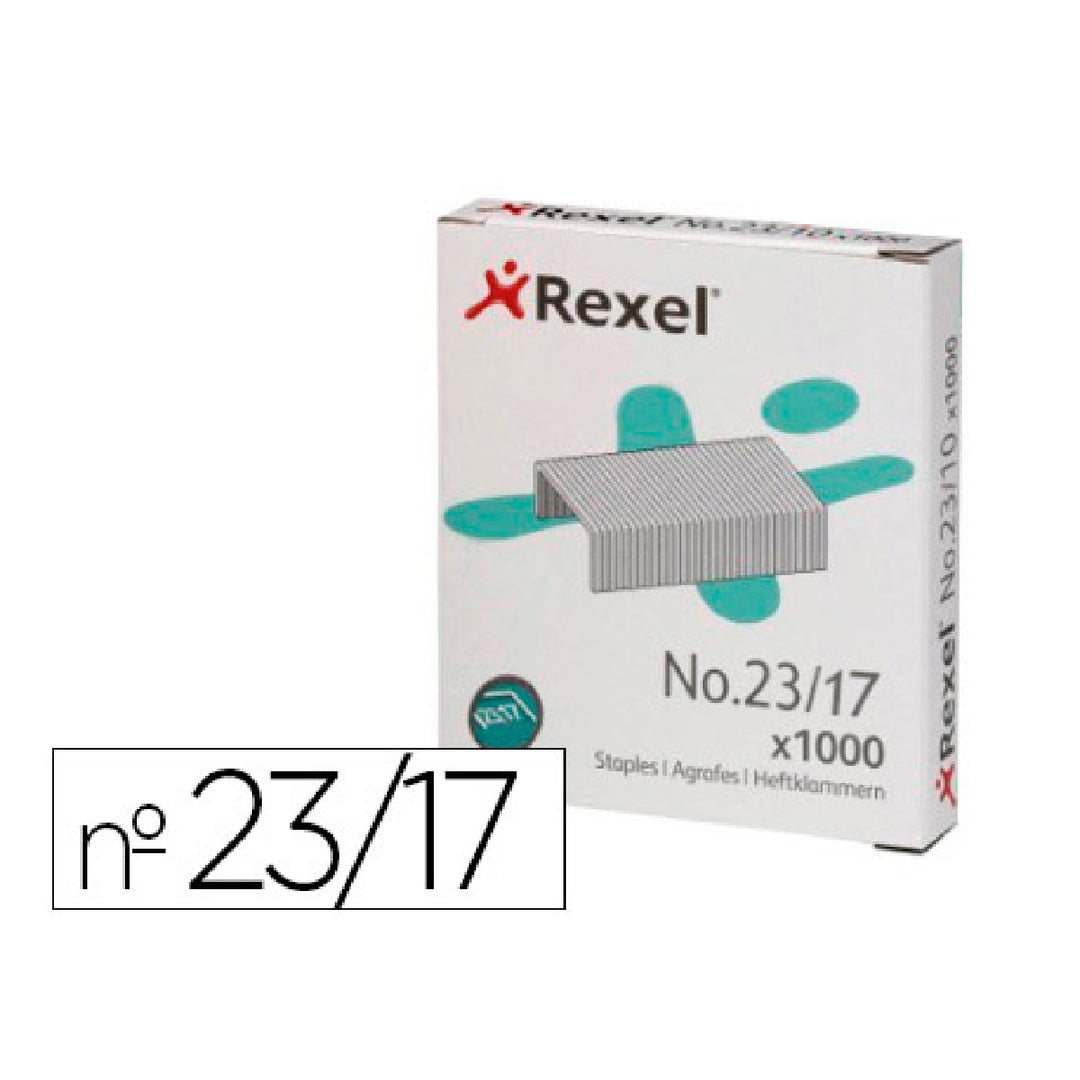 REXEL - Grapas Rexel 23/17 Acero Caja 1000 Unidades