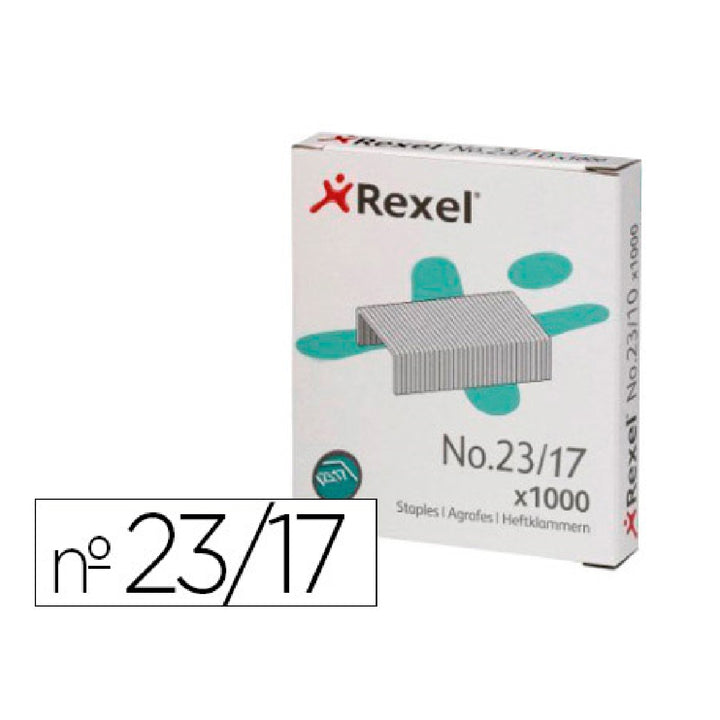 REXEL - Grapas Rexel 23/17 Acero Caja 1000 Unidades
