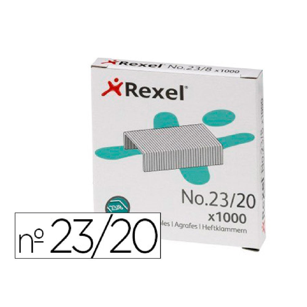 REXEL - Grapas Rexel 23/20 Acero Caja 1000 Unidades