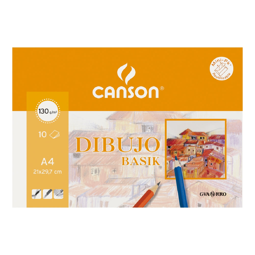 CANSON - Papel Dibujo Basik Din A3+ 32.5x46 cm Sin Recuadro Minipack de 10 Hojas