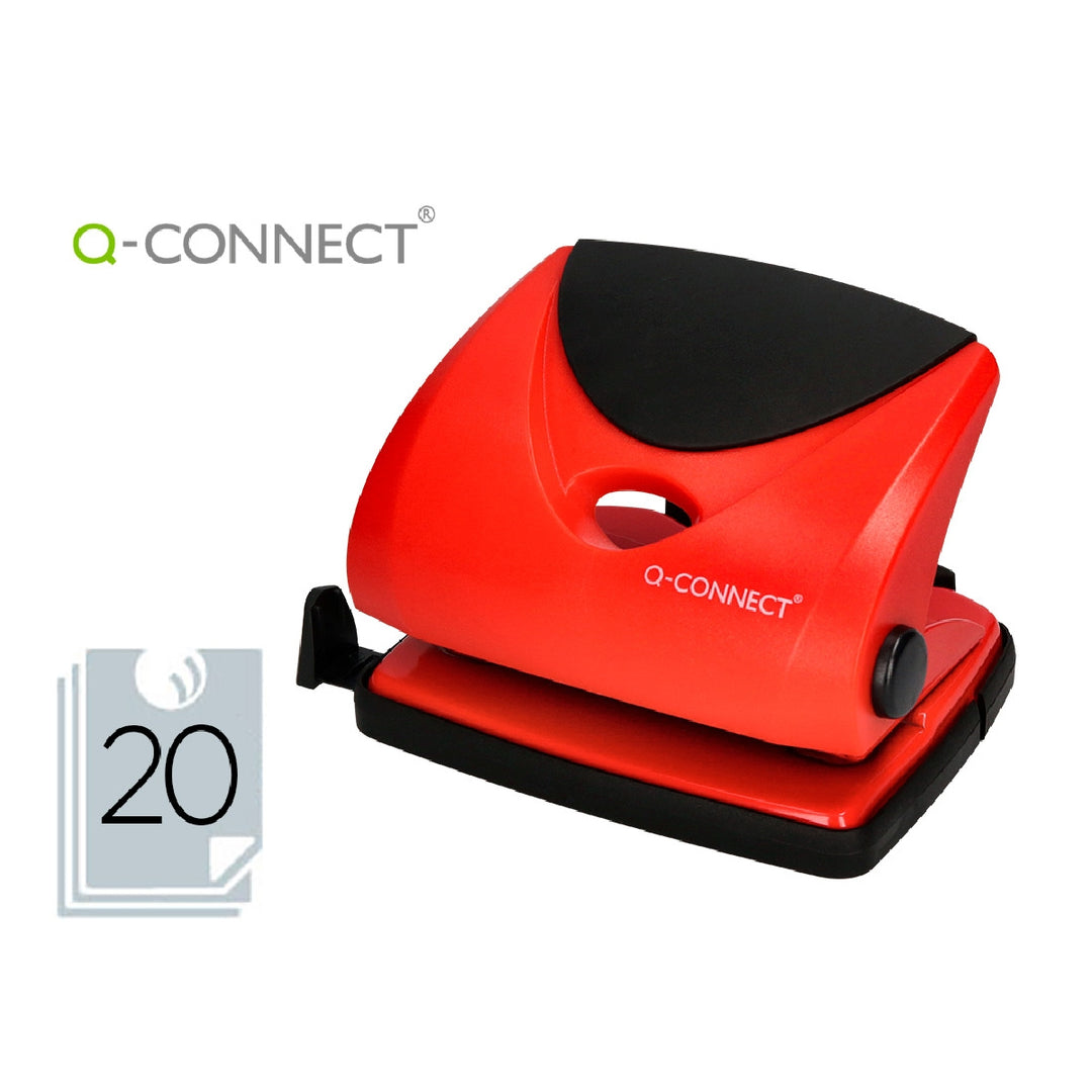 Q-CONNECT - Taladrador Q-Connect Kf02156 Rojo Abertura 2 mm Capacidad 20 Hojas