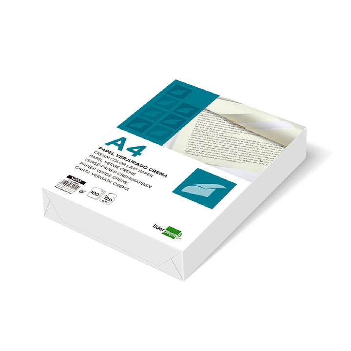 LIDERPAPEL - Papel Verjurado Liderpapel A4 120g/M2 Crema Paquete de 100 Hojas