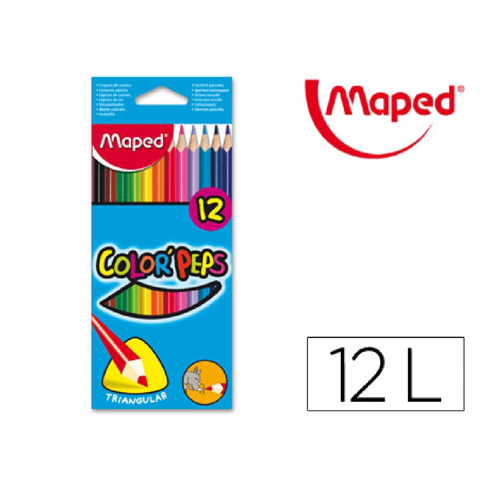 MAPED - Lapices de Colores Maped Triangulares Caja de 12 Unidades Colores Surtidos