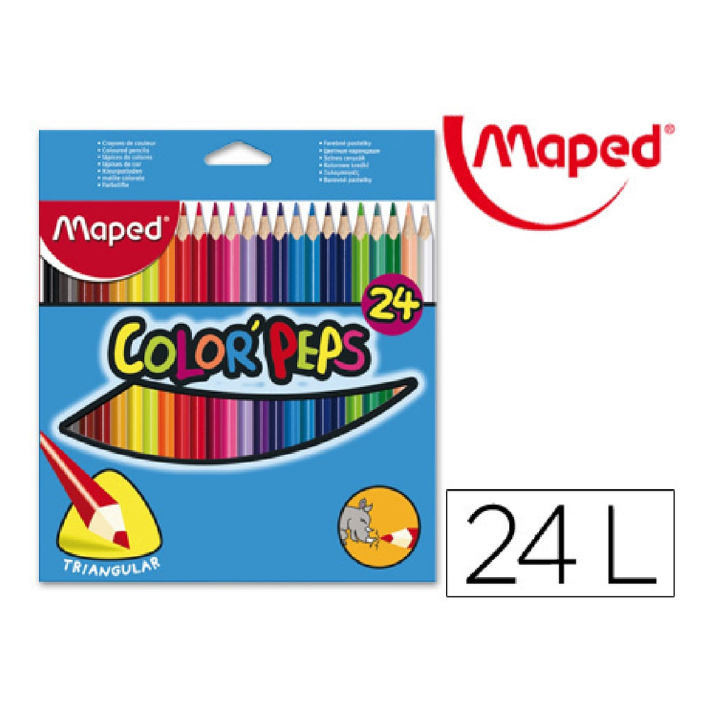 MAPED - Lapices de Colores Maped Triangulares Caja de 24 Unidades Colores Surtidos