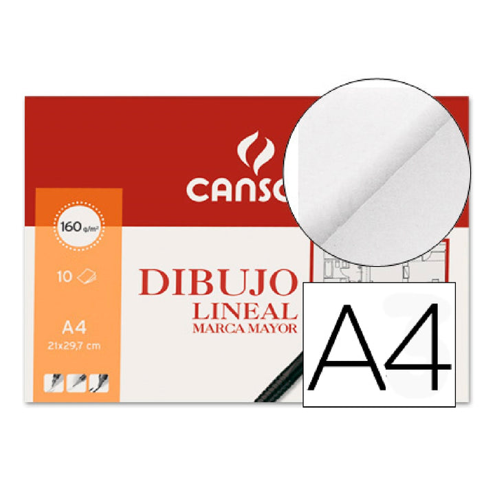 CANSON - Papel Dibujo Marca Mayor 160gr Din A4 Minipack de 10 Hojas