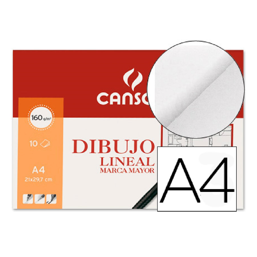 CANSON - Papel Dibujo Marca Mayor 160gr Din A4 Minipack de 10 Hojas