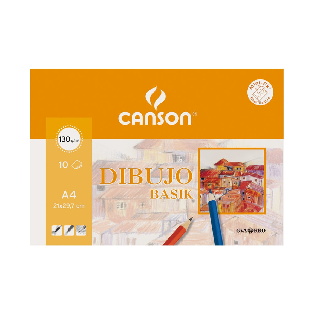 CANSON - Papel Dibujo Basik 130 GR Din A3 29.7x42 cm Minipack de 10 Hojas