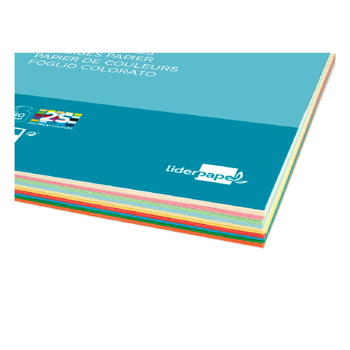 LIDERPAPEL - Papel Color Liderpapel A4 80g/M2 25 Colores Surtidos Paquete de 100