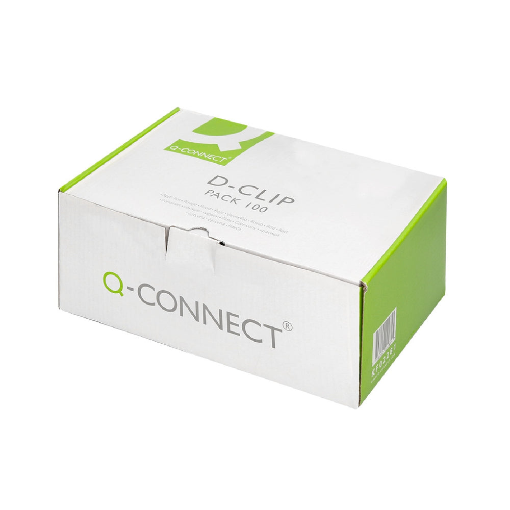 Q-CONNECT - Encuadernador Fastener Q-Connect Plastico D-Clips Color Rojo Caja de 100 Unidades