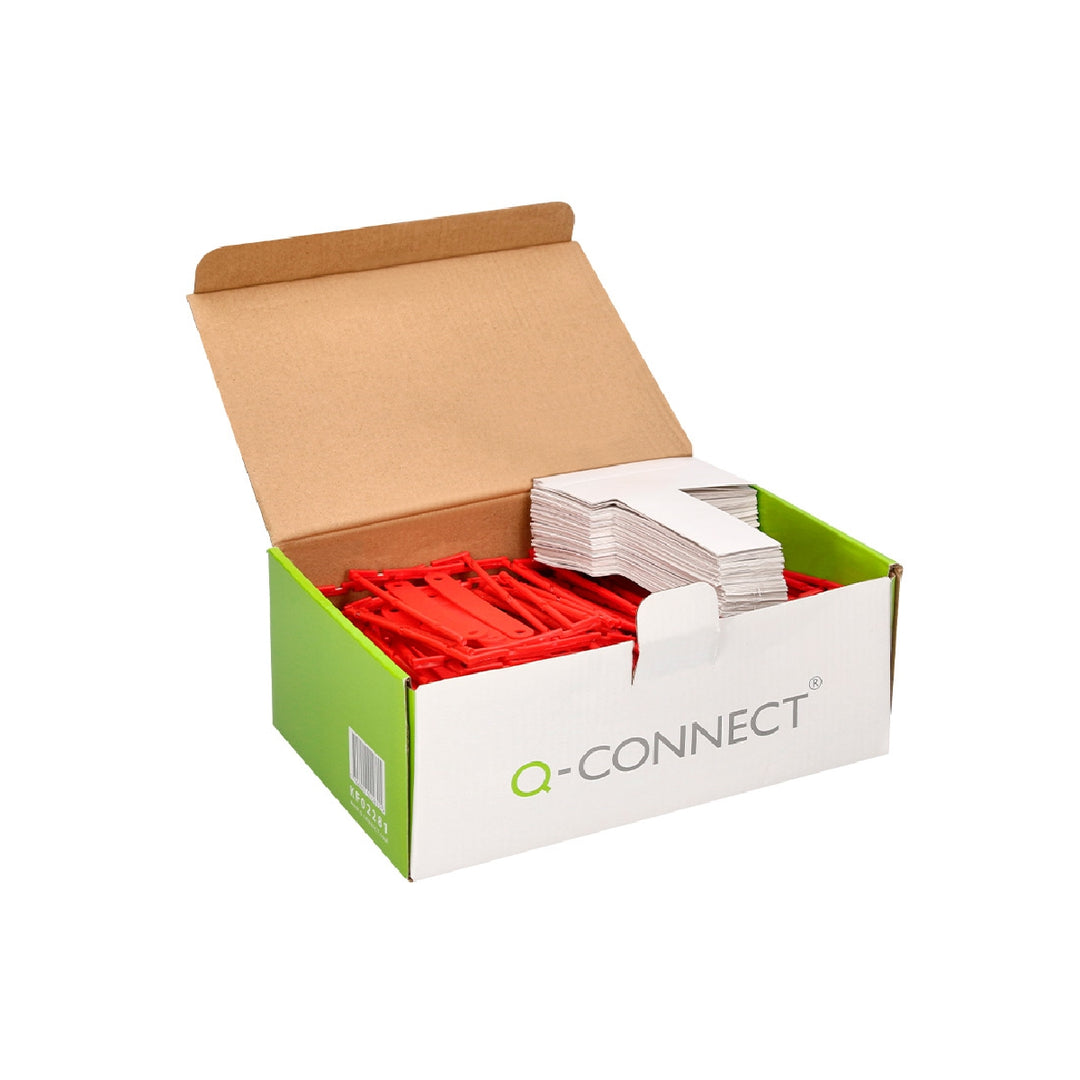 Q-CONNECT - Encuadernador Fastener Q-Connect Plastico D-Clips Color Rojo Caja de 100 Unidades