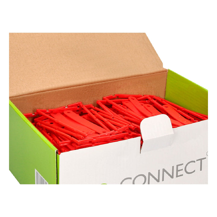 Q-CONNECT - Encuadernador Fastener Q-Connect Plastico D-Clips Color Rojo Caja de 100 Unidades