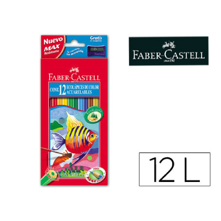 FABER CASTELL - Lapices de Colores Faber Castell Acuarelables Caja de 12 Unidades Colores Surtidos