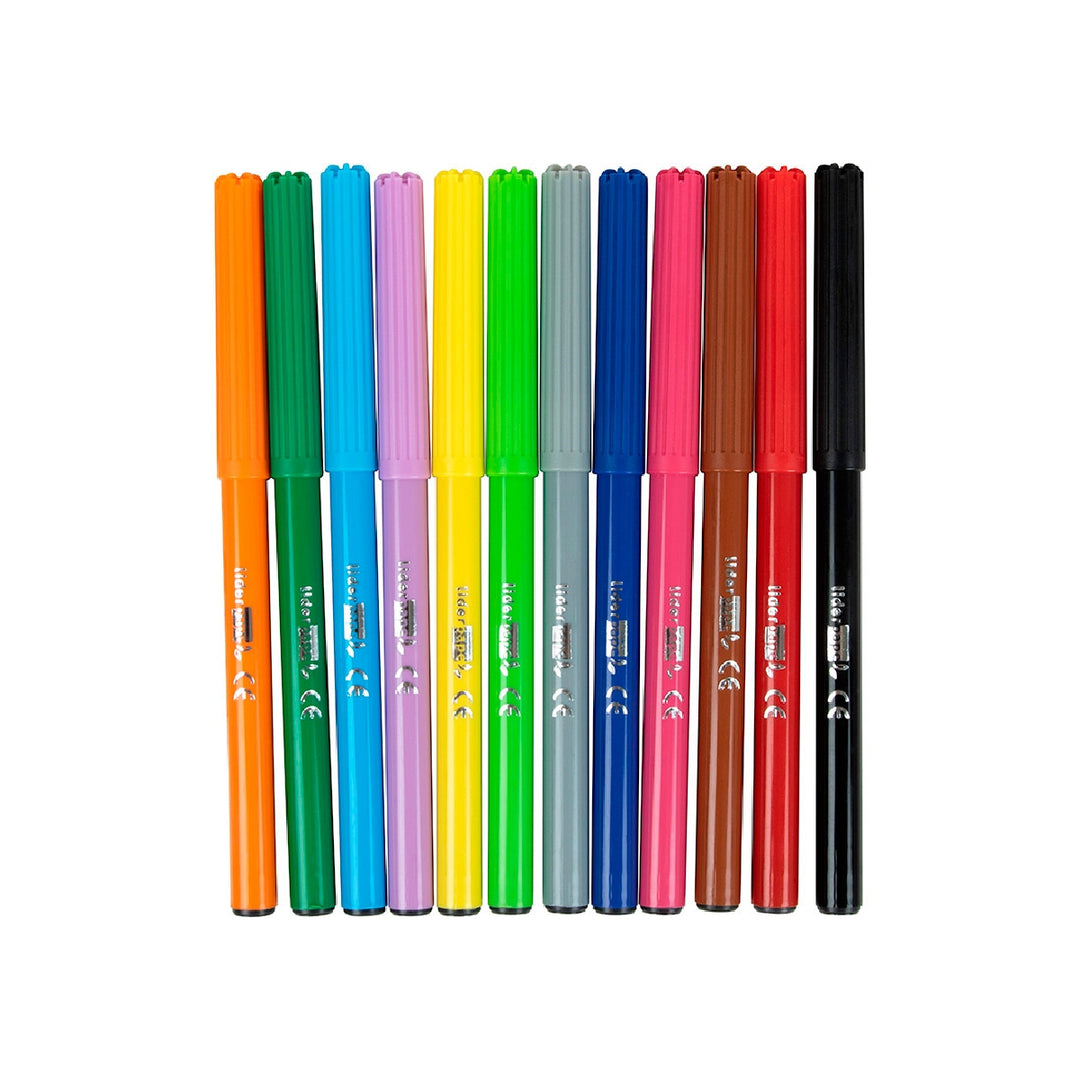 LIDERPAPEL - Rotulador Liderpapel Slim Caja de 12 Unidades Colores Surtidos.