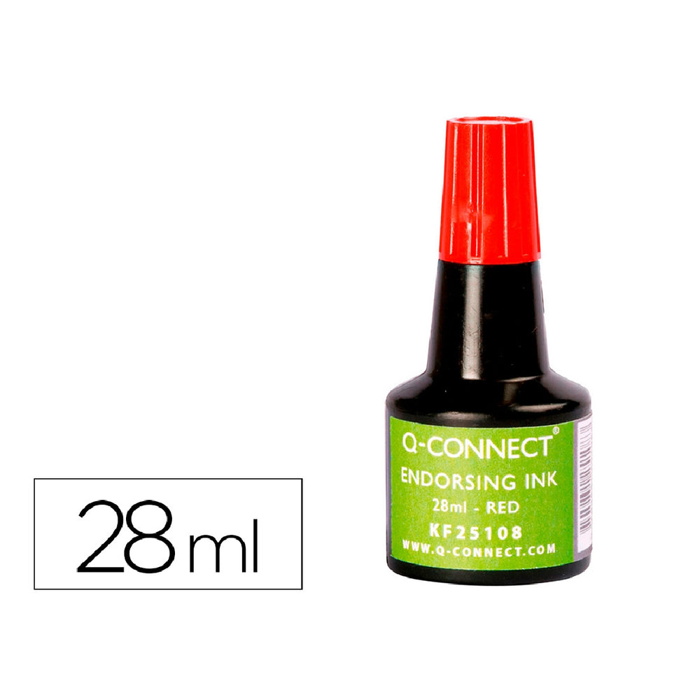 Q-CONNECT - Tinta Tampon Q-Connect Rojo Bote 28 ML