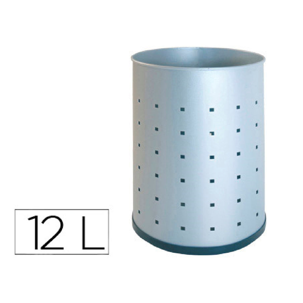 SIE - Papelera Metalica 101-R Plateada Pintada Perforada 315x215 mm
