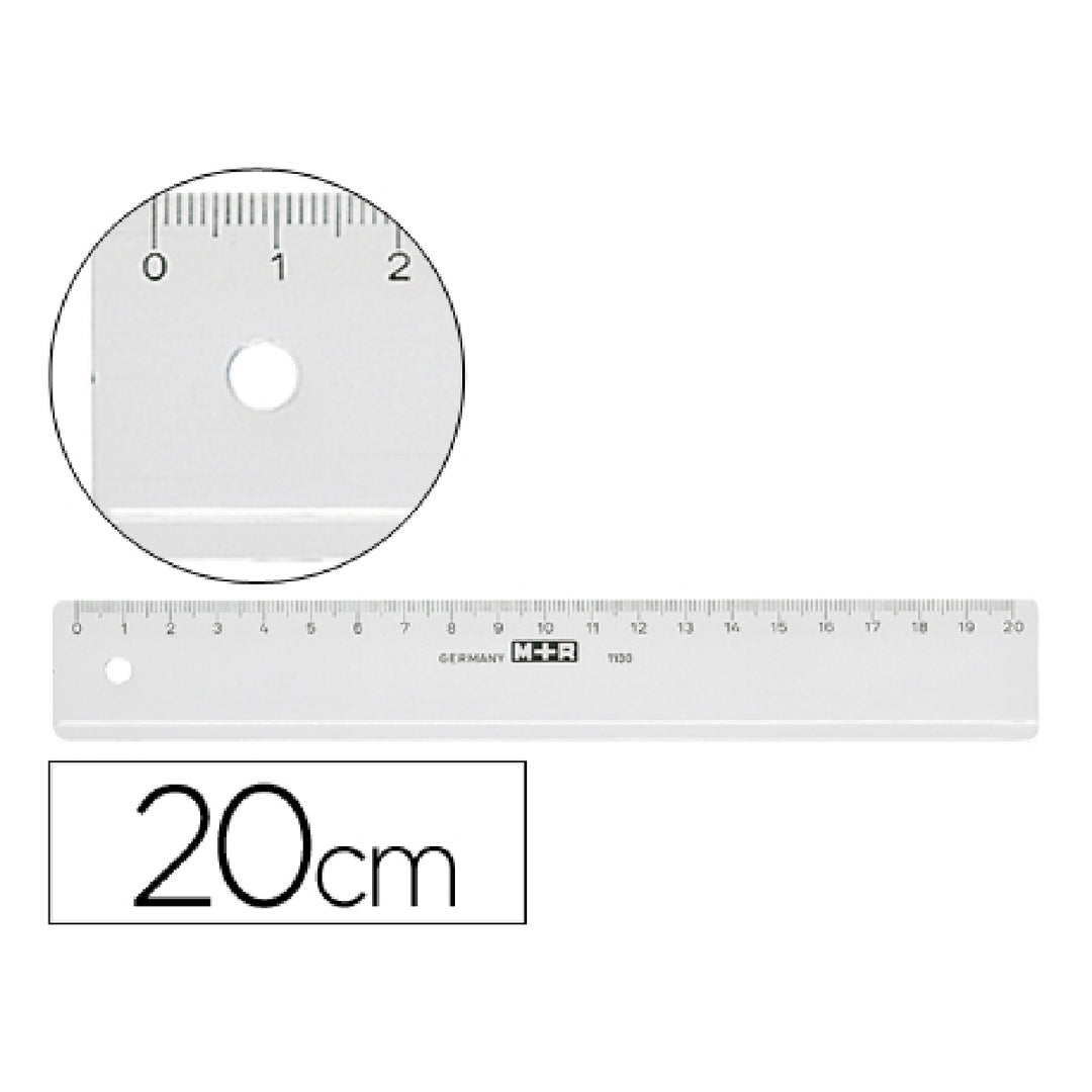 MOR - Regla M+R 20 cm Plastico Transparente