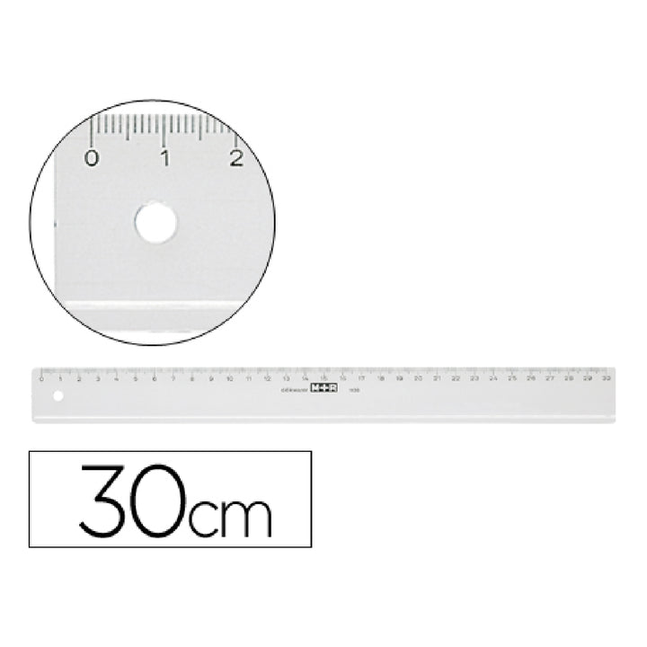MOR - Regla M+R 30 cm Plastico Transparente