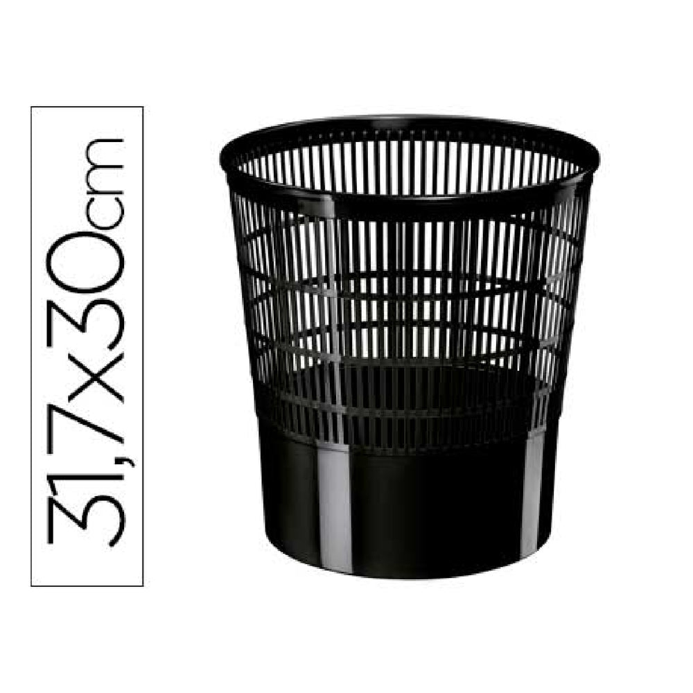 CEP - Papelera Plástico Ecoline de Rejilla en Color Negro. Medidas 30x30x31.7 cm