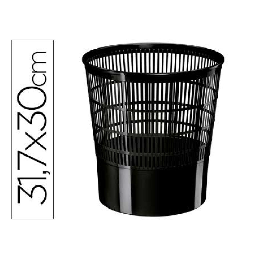CEP - Papelera Plástico Ecoline de Rejilla en Color Negro. Medidas 30x30x31.7 cm